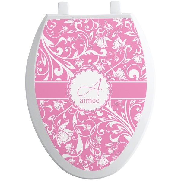 Custom Floral Vine Toilet Seat Decal - Elongated (Personalized)