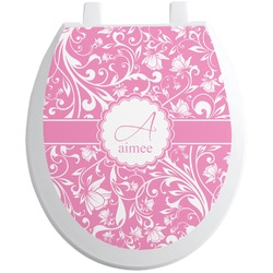 Floral Vine Toilet Seat Decal - Round (Personalized)