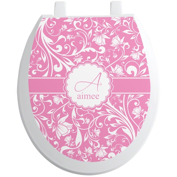 Custom Floral Vine Toilet Seat Decal - Round (Personalized)