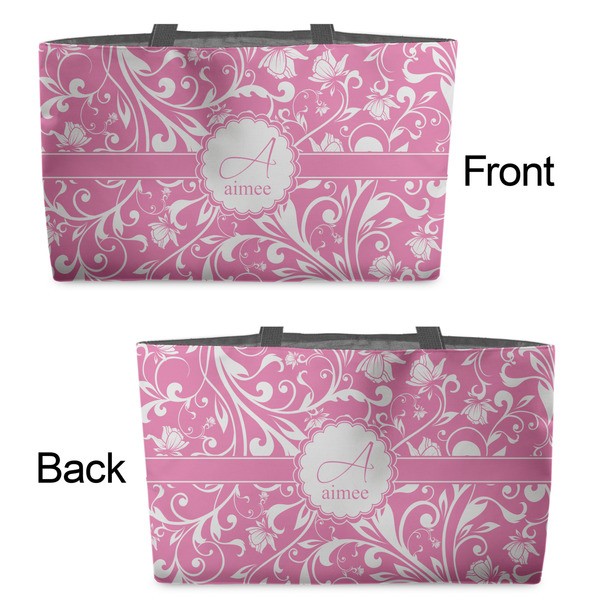 Floral Vine Tote w/Black Handles - Front & Back Views