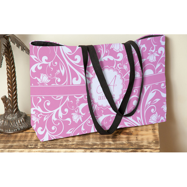 Floral Vine Tote w/Black Handles - Lifestyle View
