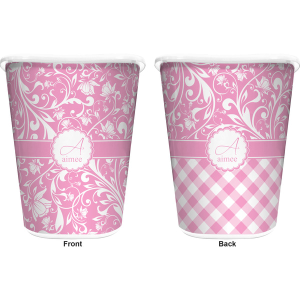 Floral Vine Trash Can White - Front and Back - Apvl