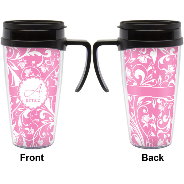 Floral Vine Travel Mug with Black Handle - Approval