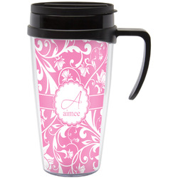 Floral Vine Acrylic Travel Mug with Handle (Personalized)