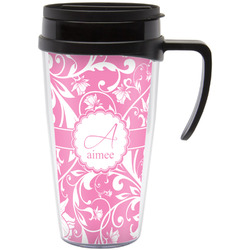 Floral Vine Acrylic Travel Mug with Handle (Personalized)