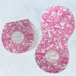 Floral Vine Burp Pads - Velour - Set of 2 w/ Name and Initial