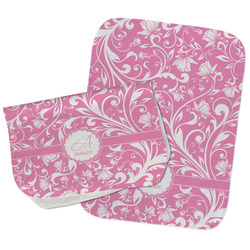 Floral Vine Burp Cloths - Fleece - Set of 2 w/ Name and Initial