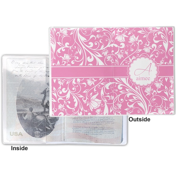 Floral Vine Vinyl Passport Holder - Flat Front and Back
