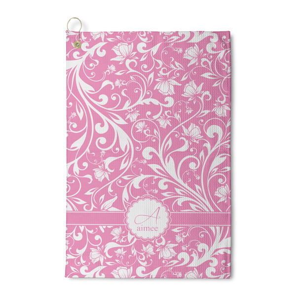 Custom Floral Vine Waffle Weave Golf Towel (Personalized)