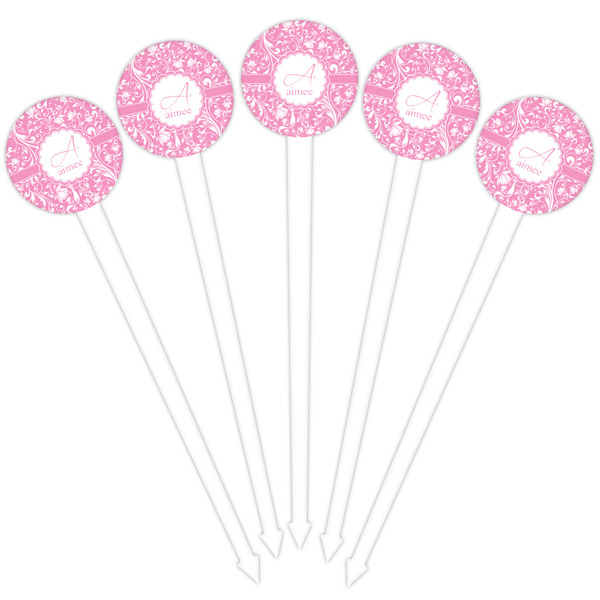 Floral Vine White Plastic 4" Food Pick - Round - Fan View