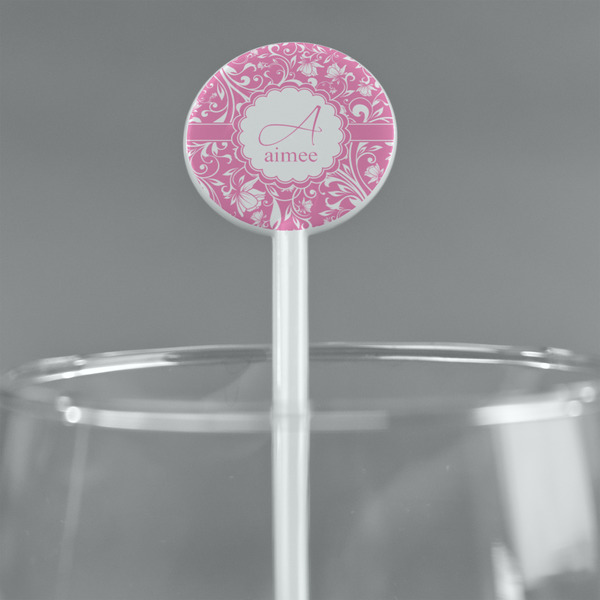 Floral Vine White Plastic 5.5" Stir Stick - Round - Main