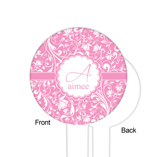 Floral Vine White Plastic 6" Food Pick - Round - Single Sided - Front & Back