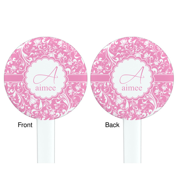 Floral Vine White Plastic 7" Stir Stick - Double Sided - Round - Front & Back