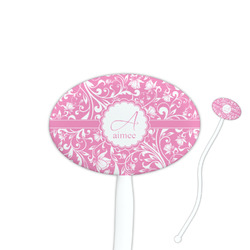 Floral Vine 7" Oval Plastic Stir Sticks - White - Double Sided (Personalized)