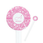Floral Vine 7" Round Plastic Stir Sticks - White - Double Sided (Personalized)