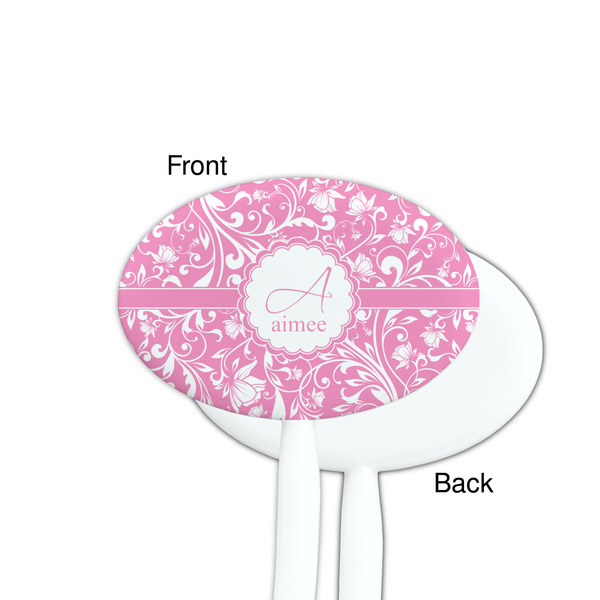 Floral Vine White Plastic 7" Stir Stick - Single Sided - Oval - Front & Back