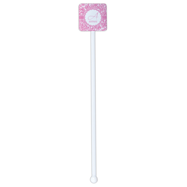 Floral Vine White Plastic Stir Stick - Double Sided - Square - Single Stick