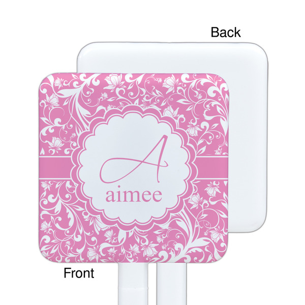 Floral Vine White Plastic Stir Stick - Single Sided - Square - Approval