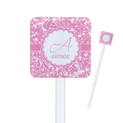 Floral Vine Square Plastic Stir Sticks - Double Sided (Personalized)