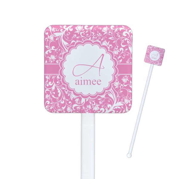 Custom Floral Vine Square Plastic Stir Sticks (Personalized)