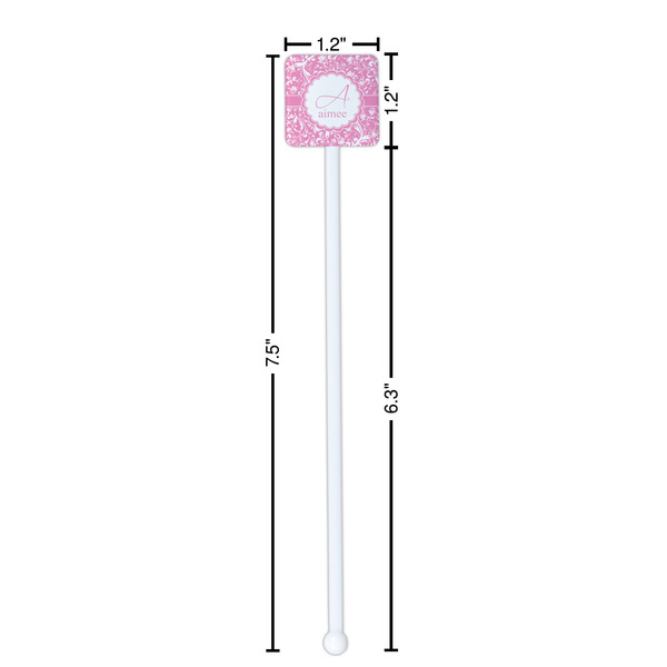 Floral Vine White Plastic Stir Stick - Square - Dimensions