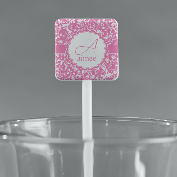Floral Vine White Plastic Stir Stick - Square - Main