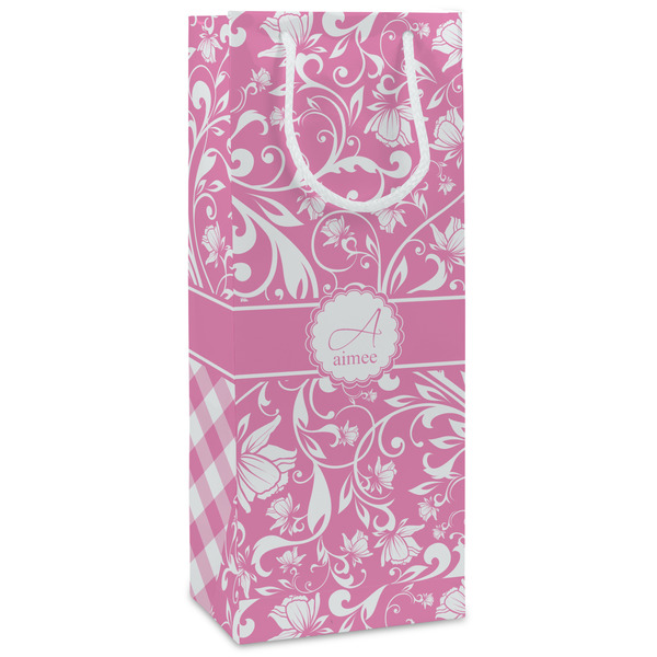 Custom Floral Vine Wine Gift Bags (Personalized)