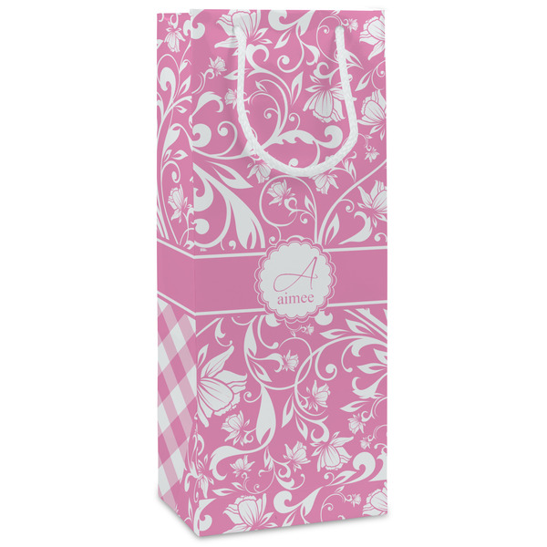 Custom Floral Vine Wine Gift Bags - Matte (Personalized)