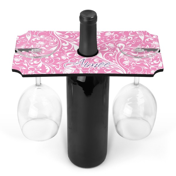 Custom Floral Vine Wine Bottle & Glass Holder (Personalized)