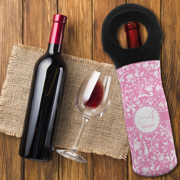 Floral Vine Wine Tote Bag - FLATLAY
