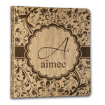 Floral Vine Wood 3-Ring Binder - 1" Letter Size (Personalized)