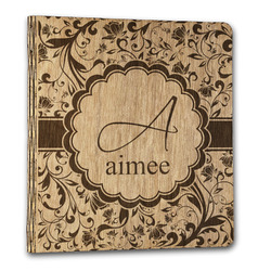 Floral Vine Wood 3-Ring Binder - 1" Letter Size (Personalized)