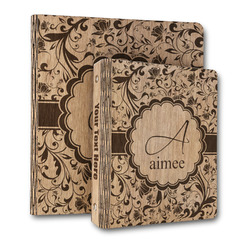 Floral Vine Wood 3-Ring Binder (Personalized)