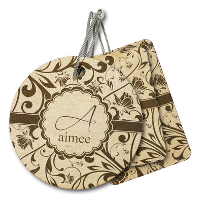 Floral Vine Wood Luggage Tag (Personalized)