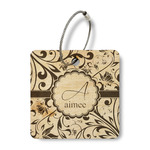 Floral Vine Wood Luggage Tag - Square (Personalized)