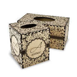 Floral Vine Wood Tissue Box Cover (Personalized)
