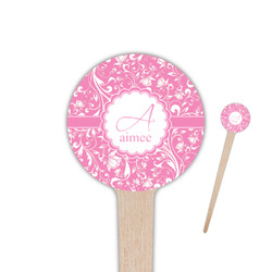 Floral Vine 4" Round Wooden Food Picks - Double Sided (Personalized)