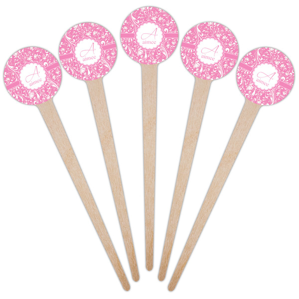 Floral Vine Wooden 4" Food Pick - Round - Fan View