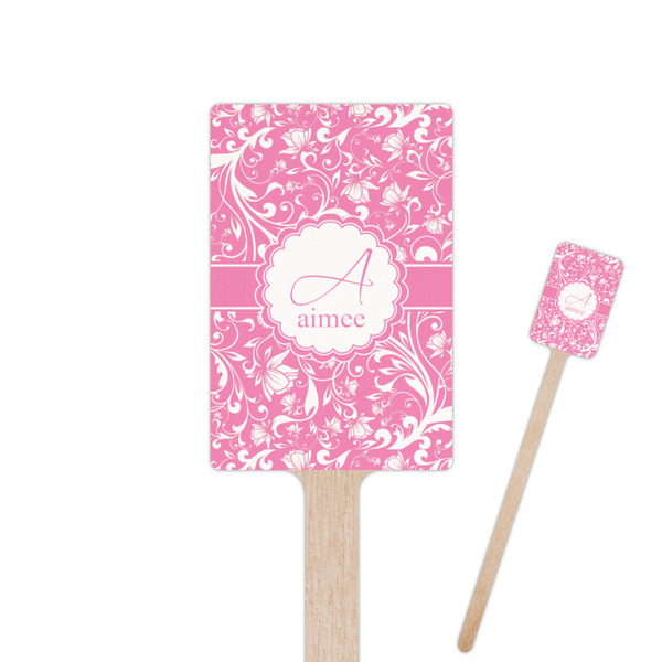 Custom Floral Vine 6.25" Rectangle Wooden Stir Sticks - Single Sided (Personalized)