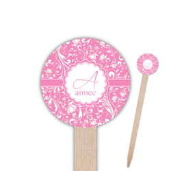 Floral Vine 6" Round Wooden Food Picks - Single Sided (Personalized)