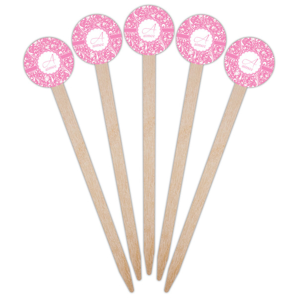 Floral Vine Wooden 6" Food Pick - Round - Fan View