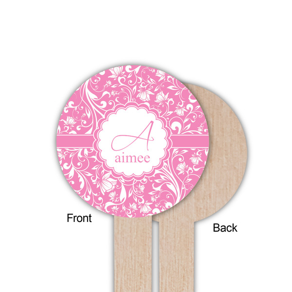 Floral Vine Wooden 6" Food Pick - Round - Single Sided - Front & Back
