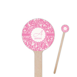 Floral Vine 6" Round Wooden Stir Sticks - Double Sided (Personalized)