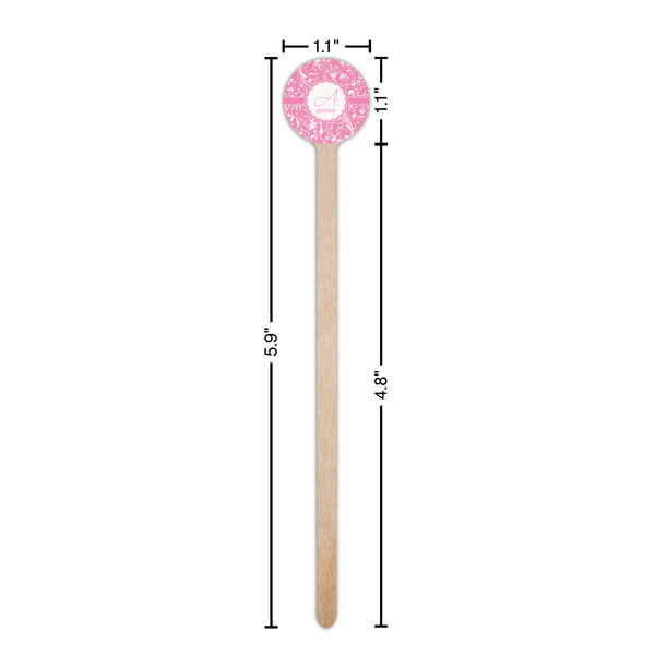 Floral Vine Wooden 6" Stir Stick - Round - Dimensions