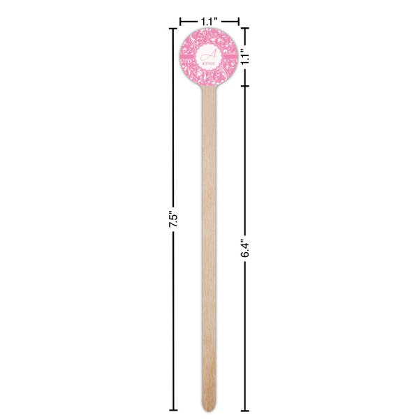 Floral Vine Wooden 7.5" Stir Stick - Round - Dimensions