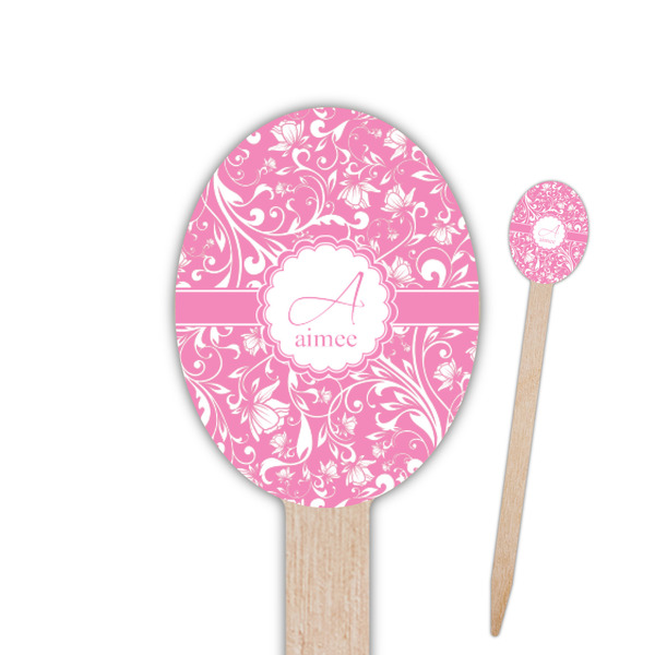 Custom Floral Vine Oval Wooden Food Picks (Personalized)