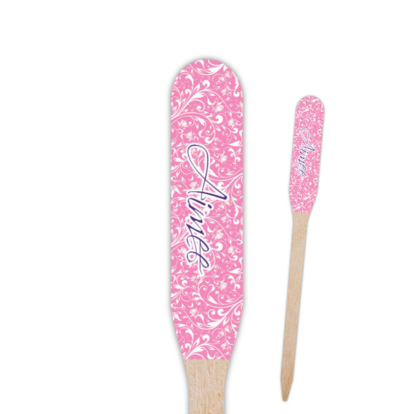 Custom Floral Vine Paddle Wooden Food Picks - Double Sided (Personalized)