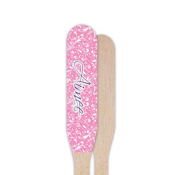 Floral Vine Wooden Food Pick - Paddle - Single Sided - Front & Back