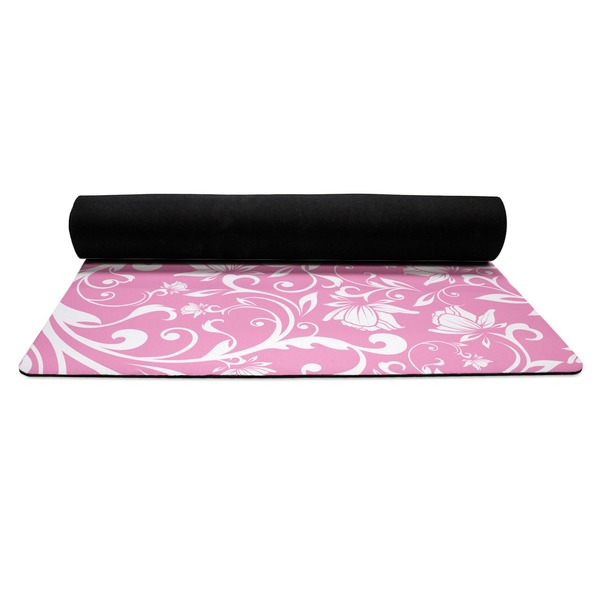 Floral Vine Yoga Mat Rolled up Black Rubber Backing