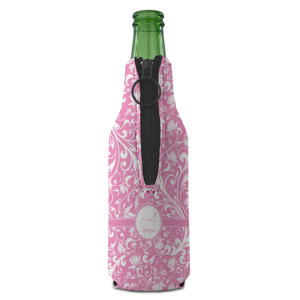 Floral Vine Zipper Bottle Cooler - BACK (bottle)